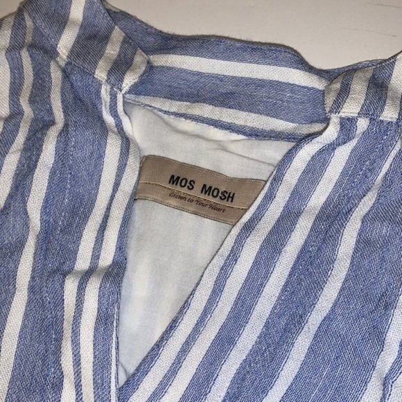 Mos Mosh Blue and White Striped Linen Shirt - Women’s Size Large - Picture 7 of 10